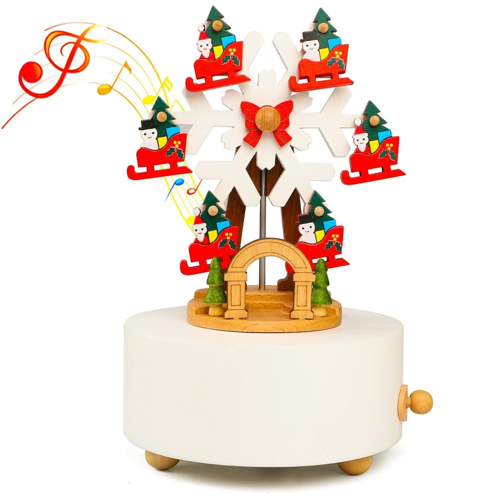 8780 Wooden Music Box Christmas Snowflake Decoration Elk Custom for Boys